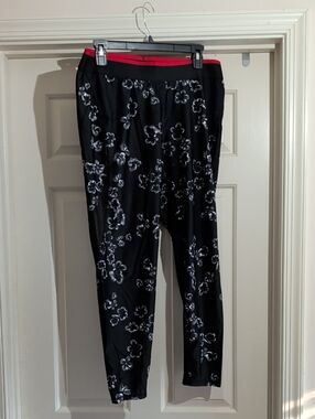 H&M Sport Floral Vented Track Pants | Black Active Joggers | 2XL